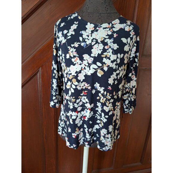 J.Jill Womens Floral Print Two-Third Sleeve Top - Small - Picture 1 of 6